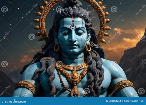 Mahar Shiva, Hindu God with Divine Looks Stock Illustration ...