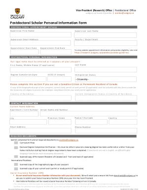 Fillable Online Guest Postdoctoral Scholar Personal Information Form ...