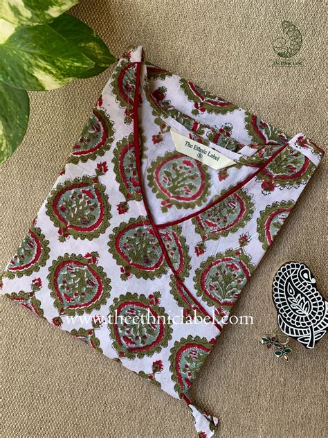 "Surkh" Blockprinted Angrakha Cotton Kurta – The Ethnic Label