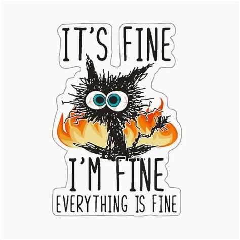 Hilarious it's Fine I'm Fine Everything is Fine Cat Meme Sticker - Etsy