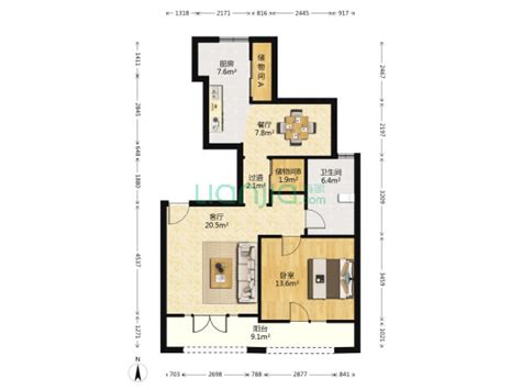 北京市昌平区 尚北青年公寓2室1厅1卫 106m²-v2户型图 - 小区户型图 -躺平设计家