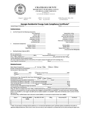 Fillable Online Georgia Residential Energy Code Compliance ...