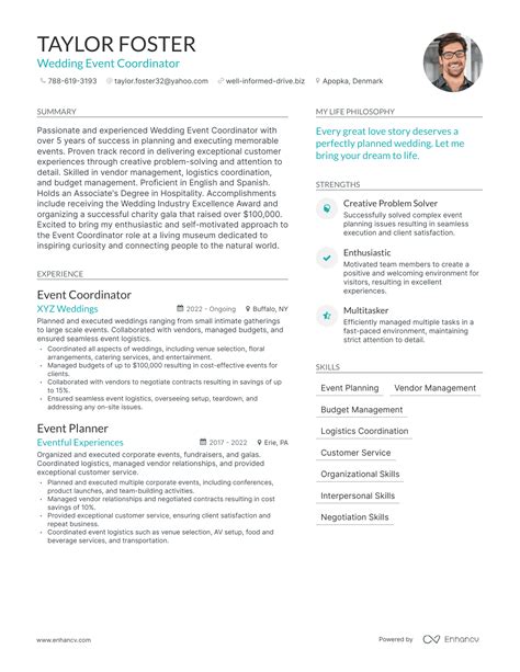 3 Successful Wedding Event Coordinator Resume Examples And Writing Tips for 2024
