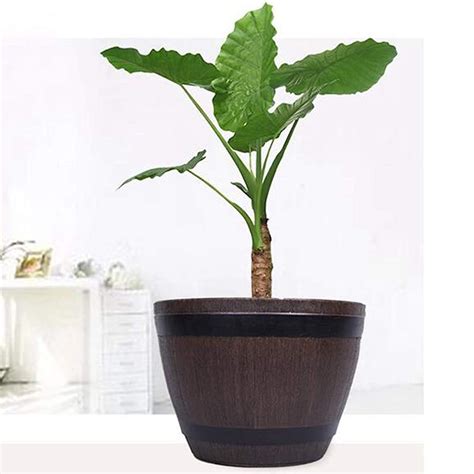 Swap International Resin Whiskey Barrel Flower Pot Outdoor Indoor ...