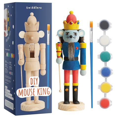 THE TWIDDLERS - Paint Your Own Mouse King Wooden Nutcracker Soldier ...