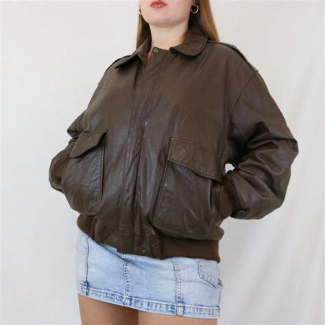 VINTAGE BROWN LEATHER BOMBER JACKET ️‍🔥 Timeless 90s... - Depop