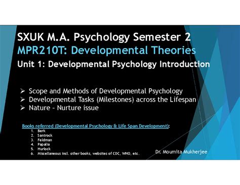 MPR210T Unit 1 - Developmental Psychology - Introduction Stages (rev 29 ...