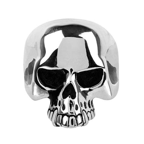 Buy Antiqued Silver Tone Stainless Steel Hallowed Jaw Skull Ring Online ...