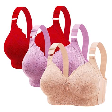 Dreluolixuan 38ddd Bras for Women 3PC Plus Size Lace Wireless Bras Full ...