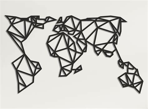 Buy DEKADRON World Map Wall Art - Geometric World Map - 3D Wall ...
