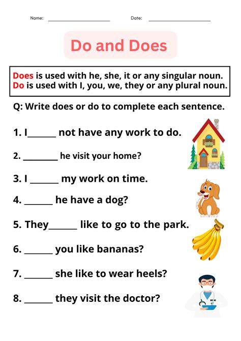 do and does worksheets with answers for grade 1, 2, 3 | Made By Teachers