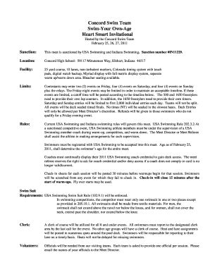 Fillable Online Concord Swim Team Swim-Your Own-Age Heart Smart ...