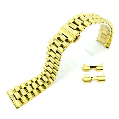 Gold Tone Metal Steel 24MM President Style Replacement Quick Release ...