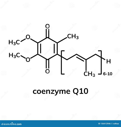 Coenzyme Q10 or ubiquinone stock vector. Illustration of structure - 156413946