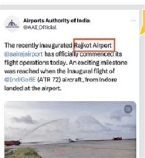 Name Controversy: AAI Shows Rajkot Airport and Local Team International ...