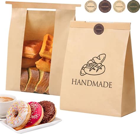 Amazon.com: 50pcs, Paper Bread Bags with window, Large bakery bread ...