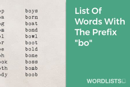 List Of Words With The Prefix "bo"