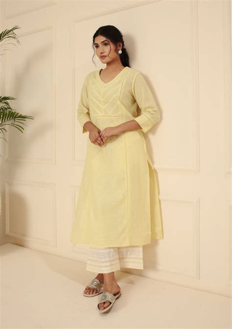 Soft Yellow Cotton Kurta