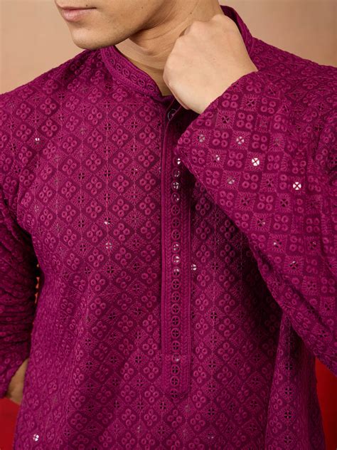 Men's Purple Sequin Kurta Set | VASTRAMAY – vastramay