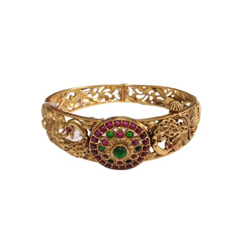 92.5 Gold Polish Hand Crafted Design Bangle For Women - Silver Palace