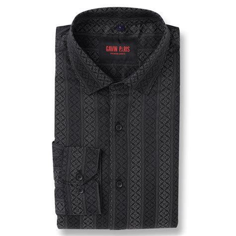 Gavin Paris Premium Full Sleeve Shirt - Black Patterned (GP028) – gavin ...