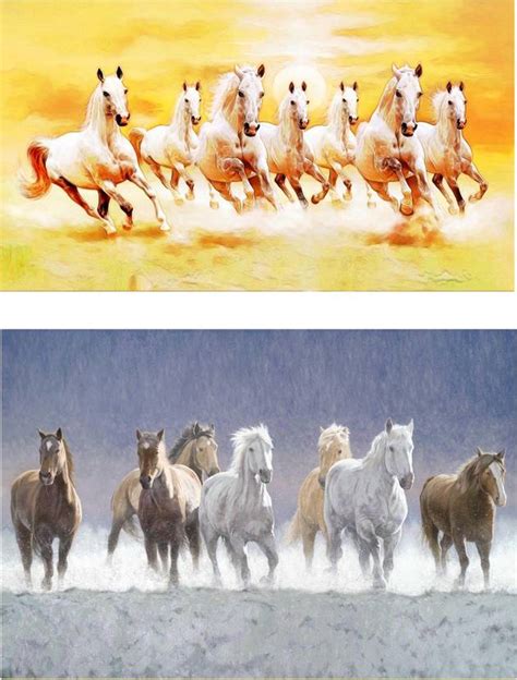 Seven Lucky Running Horses Vastu Wallpapers Fully Waterproof Vinyl ...