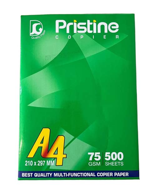 PRISTINE A4 Copier Paper - 75 GSM, 1 Ream containing 500 Sheets | 210 x ...