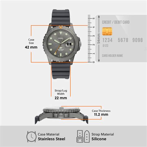 Fossil Fossil Blue Dive Men Quartz Grey Dial Analog Silicone Watch ...
