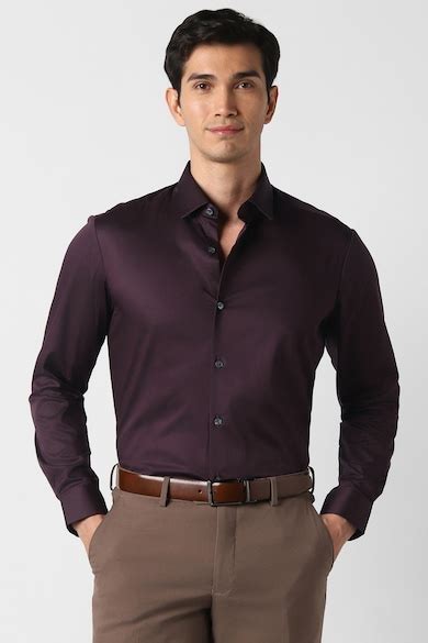 Peter England Elite Formal Shirts, Men Maroon Regular Fit Full Sleeves ...
