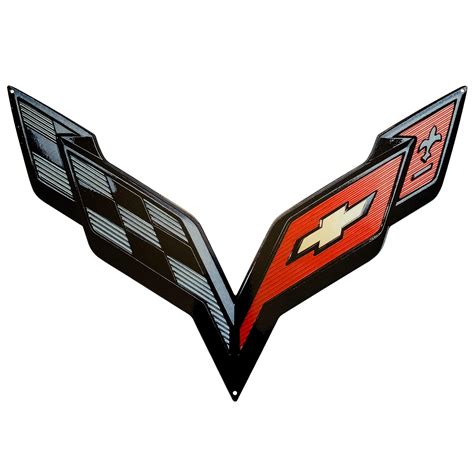 C7 Corvette BLACK Crossed Flag Wall Emblem Large Metal Art 14 thru 19 Full 24" x 15" - Walmart.com
