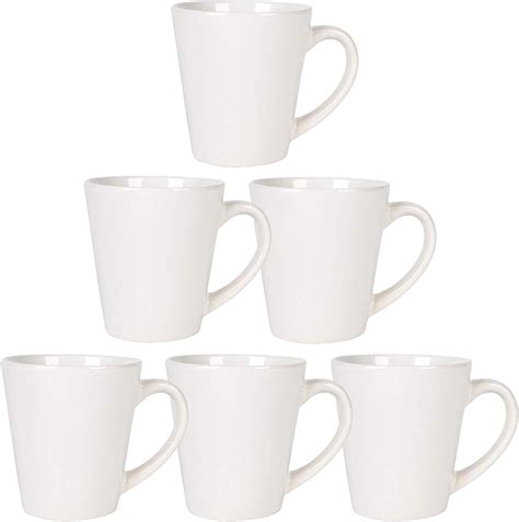 Plain White Ceramic V Shaped Mugs 325ml Set Of 6 | Desertcart INDIA