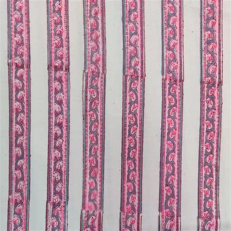 (Pre-Cut 1.20 Meter) Pure Cotton Jaipuri White With Pink And Grey Intr ...