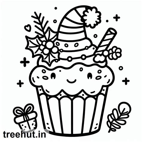 Christmas Cupcake Coloring Pages