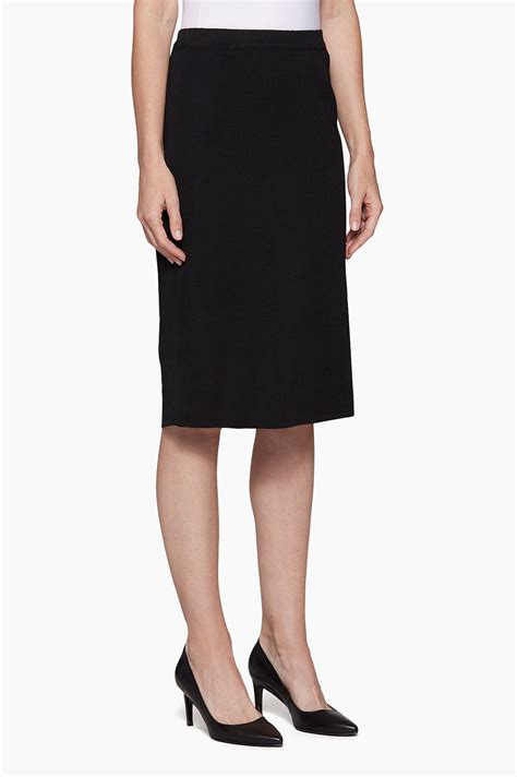 Women's Black Below the Knee Straight Skirt | Ming Wang