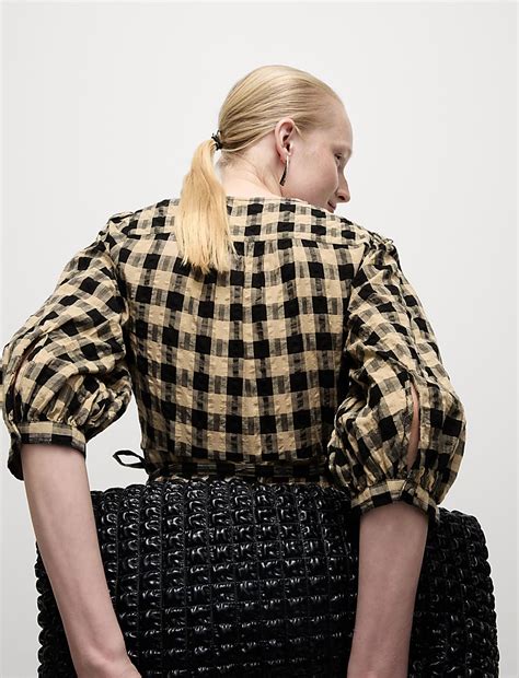 Buy Pure Cotton Checked V-Neck Midi Wrap Dress at Marks & Spencer