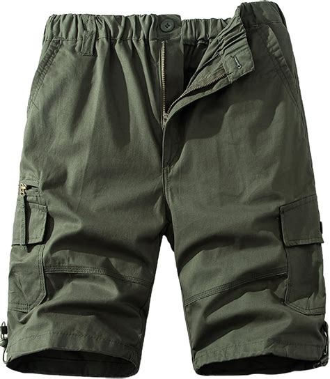 Mylldey Mens Cargo Shorts Elastic Waist Cotton Shorts Relaxed Fit ...