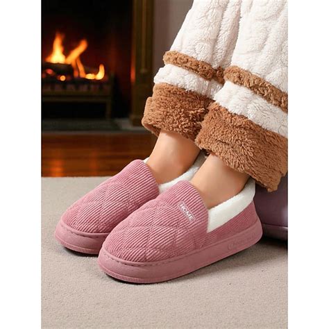 Women's Quilted Indoor Slippers with Faux Fur Lining – Warm Home Shoes ...