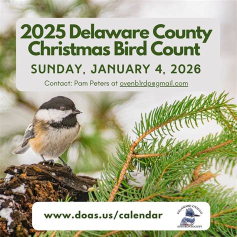 2025 Delaware County Christmas Bird Count, Walton N.Y., Delhi, 4 ...