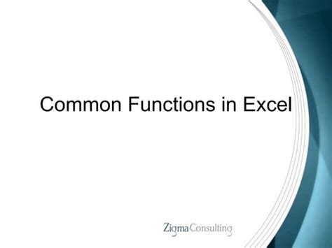 Common Excel Functions 的图像结果
