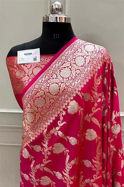 Pink Miracle Jaal Katan Silk Banarasi Saree – Mohsin Textiles