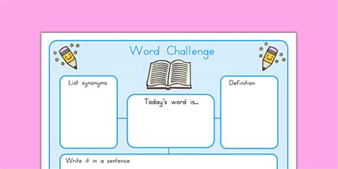 Word Challenge Worksheets (teacher made) - Twinkl
