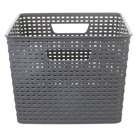 Dark Grey Crossover Weave Storage Basket, Large