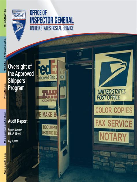 Fillable Online Oversight of the Approved Shippers bProgramb - USPS ...