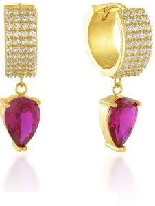 Flipkart.com - Buy Arvino Elegant Pear Gem Huggies Metal Hoop Earring ...