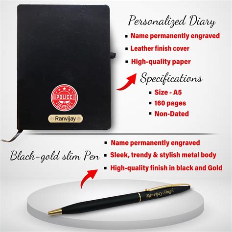Customized Officer Gift Set: Pen, A5 Diary & Pen Stand.