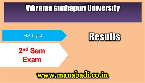 Vikrama Simhapuri University M.A English 2nd Sem Exam Oct 2023 Results ...