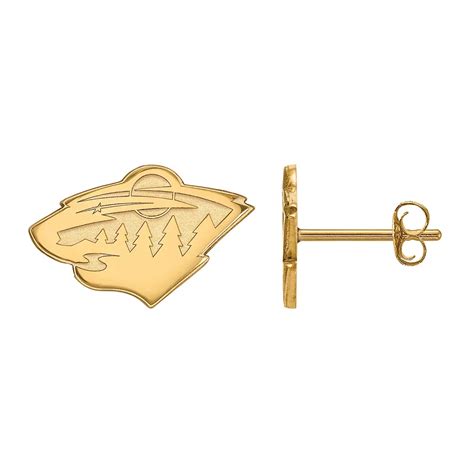 LogoArt 14k Gold Minnesota Wild Mini Logo Stud Earrings