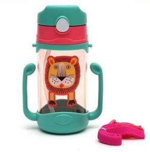 oromo Straw Toddlers Kids Flip Top Water Bottle with Handle & Strap Non ...