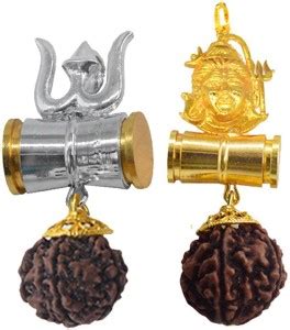 Shiv Jagdamba Shiv Trishul Shakti Kavach Rudraksha Damru Locket With ...