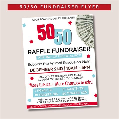 50 50 Raffle Fundraiser Flyer, Raffle Event, Raffle Flyer, Fundraiser ...